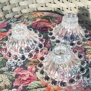 3 Anchor Hocking candlestick holders